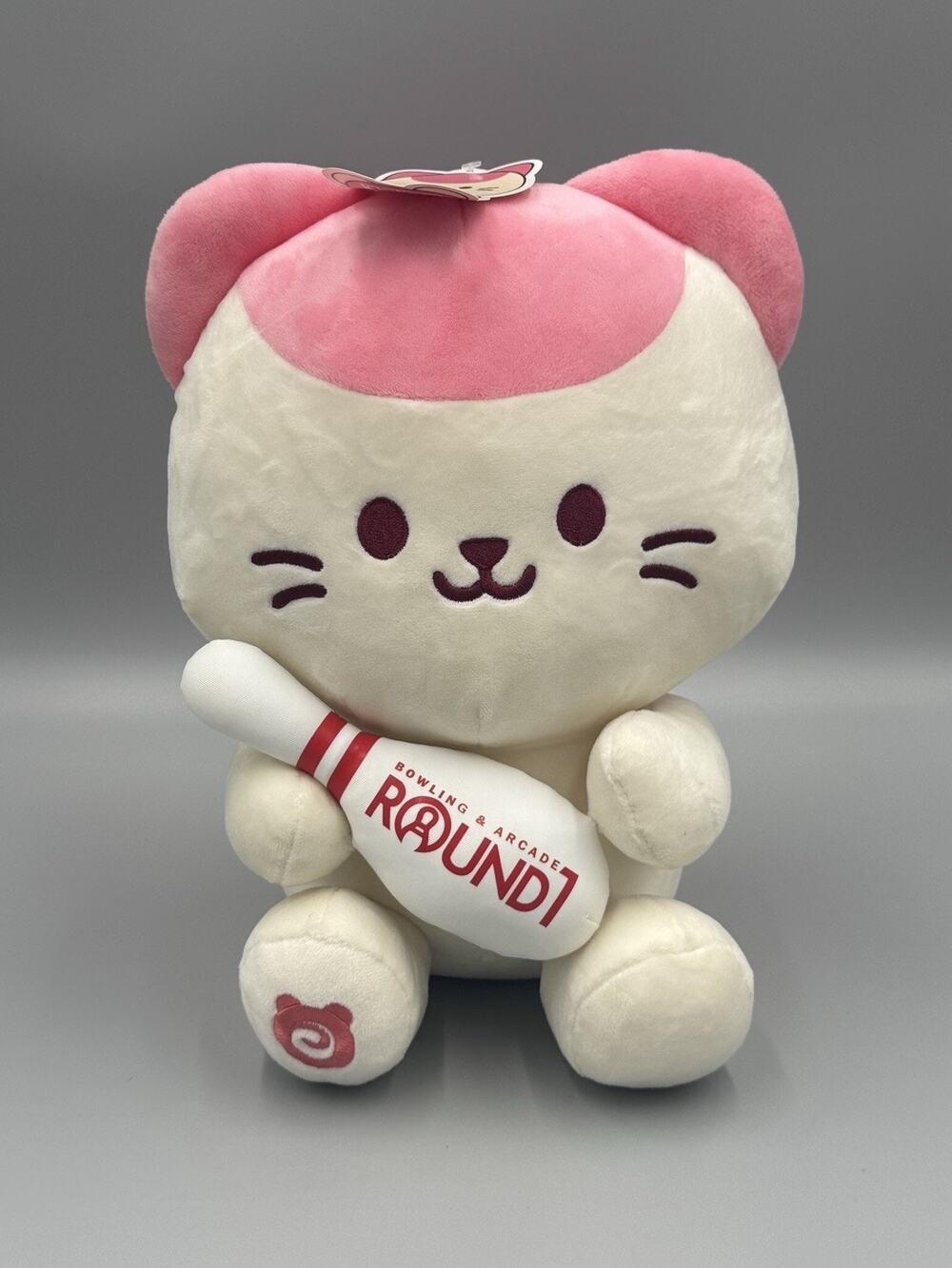 Anirollz Kittiroll Pink Cat Plush W/ Bowling Pin Round 1 Stuffed Animal 12”